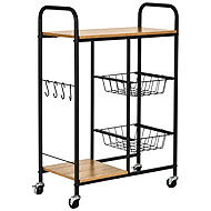 ModernHome GIC-KO85-15 mobile kitchen shelving unit with pull-out baskets, brown/black - Cart