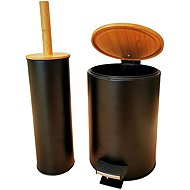 J.A.D.TOOLS Koš odpadkový Bamboo3  l černý + kartáč Soft Close - Bathroom Accessory Set