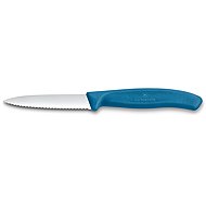 Victorinox Vegetable Knife, Swiss Classic, 8cm, Serrated, Pointed, Blue - Kitchen Knife