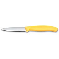 Victorinox Paring Knife, Swiss Classic, 8cm, Serrated Edge, Pointed Tip, Yellow - Kitchen Knife