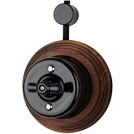 X-Site Porcelain switch, wood, rotatable, black - Light Switch
