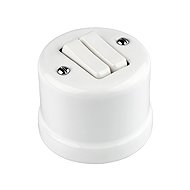 X-Site Retro double wall switch ceramic white without frame - Light Switch