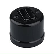 X-Site Retro double switch ceramic wall switch black without frame - Light Switch