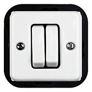 X-Site Retro double switch ceramic square white without frame - Light Switch