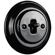X-Site Retro ceramic lever switch black with frame - Light Switch