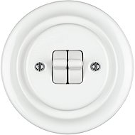X-Site Retro double switch ceramic lever white with frame - Light Switch