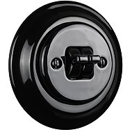X-Site Retro double switch ceramic lever black with bezel - Light Switch