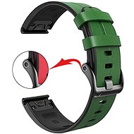 X-Site silikon/kožený pro Garmin QuickFit 22mm, zelený - Watch Strap