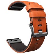 X-Site silikon/kožený pro Garmin QuickFit 26mm, oranžový - Watch Strap