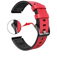 X-Site silikon/kožený pro Garmin QuickFit 26mm, červený - Watch Strap
