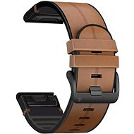 X-Site silikon/kožený pro Garmin QuickFit 20mm, světle hnědý - Watch Strap