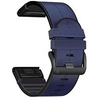 X-Site silikon/kožený pro Garmin QuickFit 20mm, modrý - Watch Strap