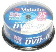 DVD-R médium Verbatim Printable 4,7GB 16x speed, balení 25ks cakebox - -