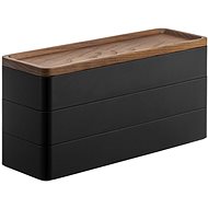 Yamazaki 3-tier storage box Rin 5810, black - Storage Box