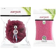 Zansot Large mesh sponge burgundy + Soft sponge red - Sponge