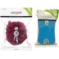 Zansot Large mesh sponge burgundy + Soft sponge blue - Sponge