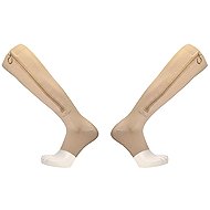 ZBCH Compression Knee-High Socks with Zip – Nude, S/M, Open Toe - knee socks