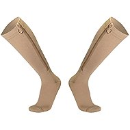 ZBCH Compression Knee-Highs with Zip – Nude, S/M, Closed Toe - knee socks