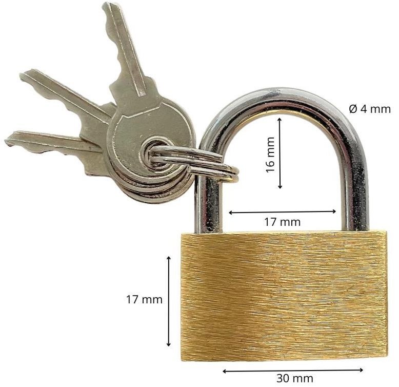 Padlock brass, 30 mm - Padlock