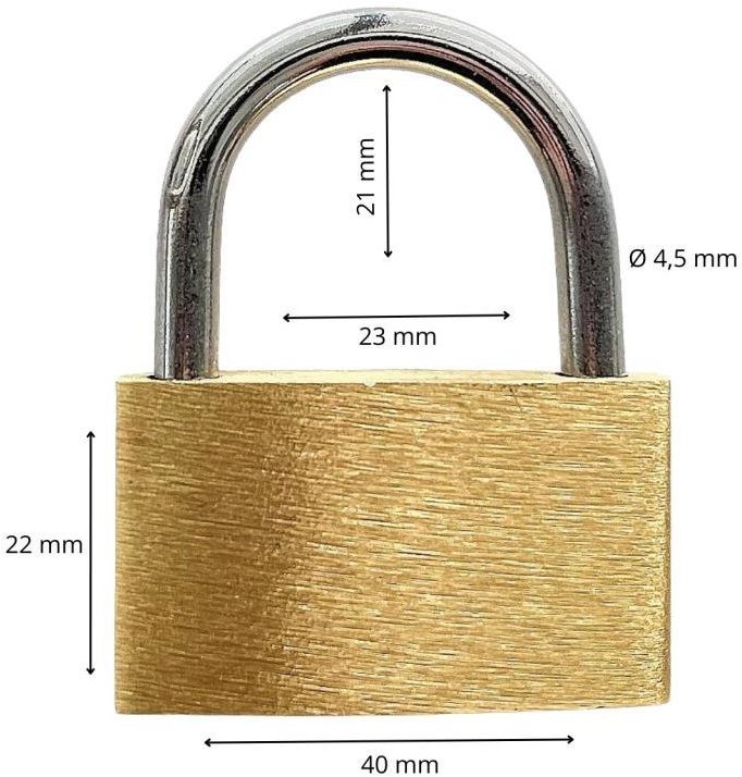 Padlock brass, 40 mm - Padlock