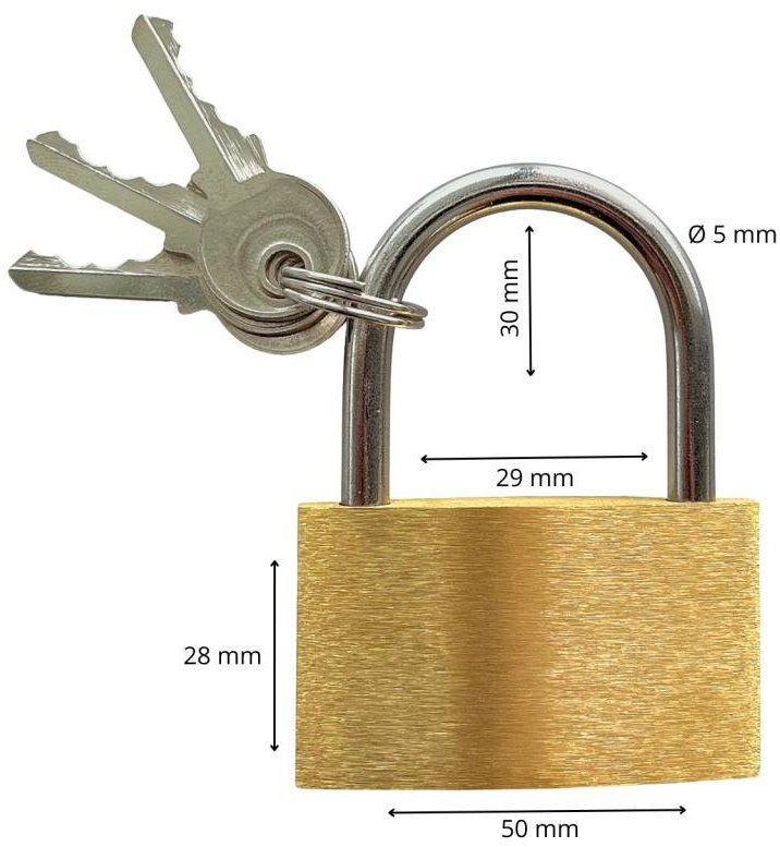 Padlock brass, 50 mm - Padlock
