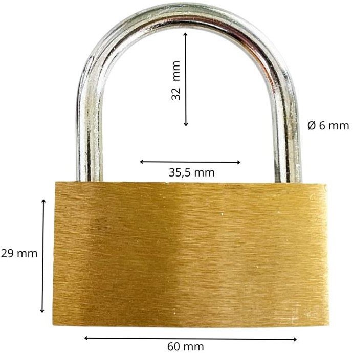 Padlock brass, 60 mm - Padlock