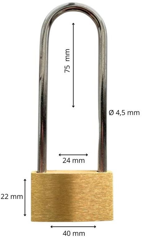 Padlock brass, 40 mm, extended - Padlock