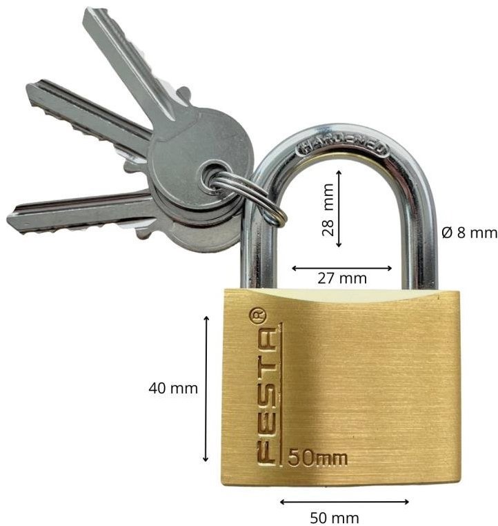 Padlock brass, 50 mm, reinforced - Padlock