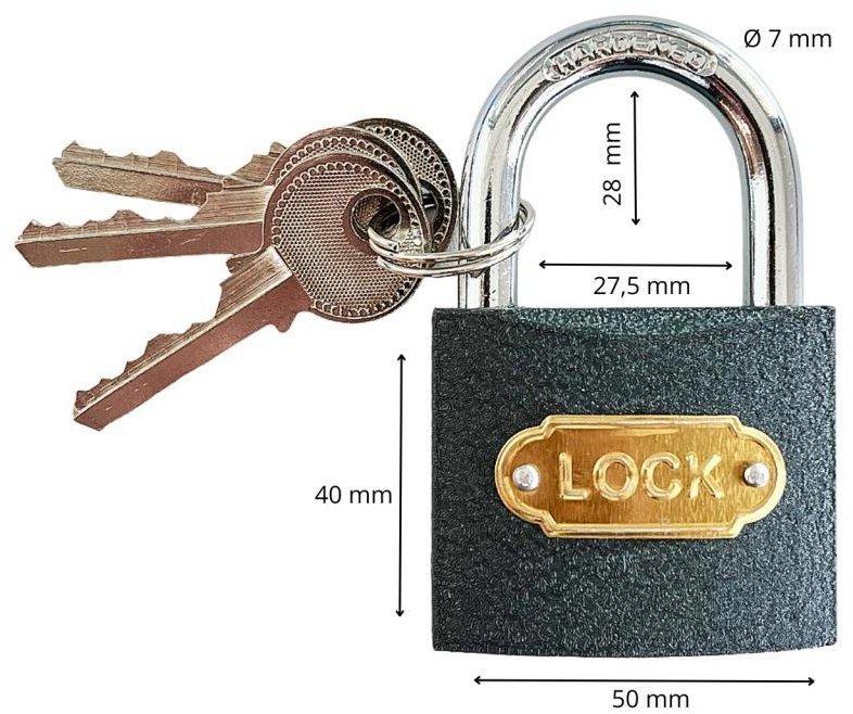 Steel padlock, 50 mm - Padlock