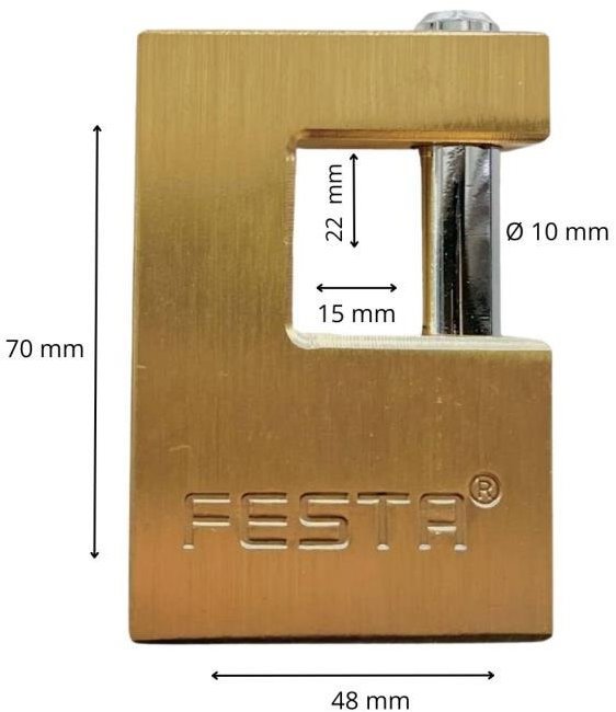 Padlock brass, 70 mm - Padlock