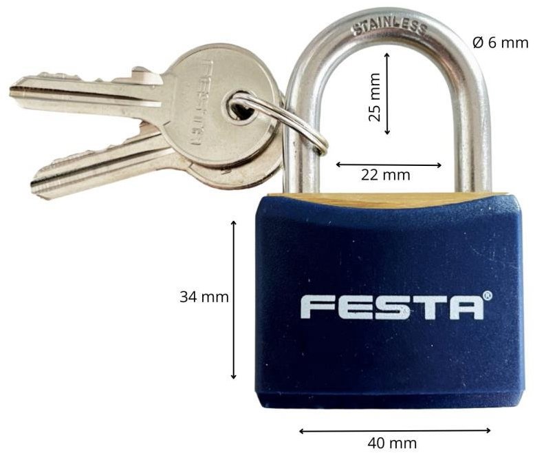 Padlock brass, 40 mm, plastic coated - Padlock