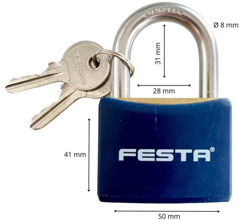 Padlock brass, 50 mm, plastic coated - Padlock