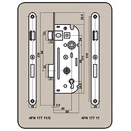 Zámek stavební 6090/40 K, levý - Mortise Lock