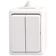 Switch 3553-05929 B wall switch, double socket, IP44, white - Light Switch