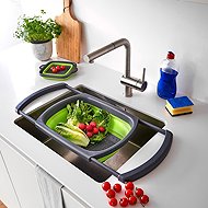 Zeller Folding colander extendable plastic 44 × 29,8 × 5,2 cm, green - Colander