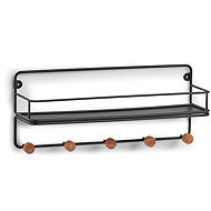 Zeller Metal wall shelf with wooden hooks - Shelf
