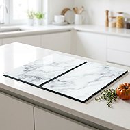 ZELLER Glass cutting board 30 × 52 cm 2 pcs white marble - Cutting Board