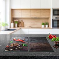 ZELLER Glass cutting board 30 × 52 cm 2 pcs chilli motif - Cutting Board