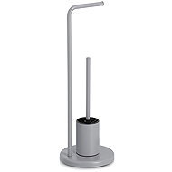 ZELLER Toilet paper holder with toilet brush, grey metal 22 × 63 cm - Free Standing Toilet Roll Holder