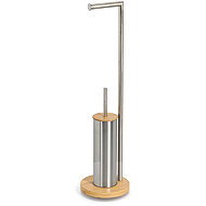 ZELLER Toilet paper holder with toilet brush, grey metal 19 × 73 cm - Free Standing Toilet Roll Holder