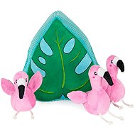 ZippyPaws Burrow - flamingos in the leaf - Interactive Dog Toy