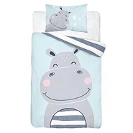 Hippo stripe greenish cotton, 100×135, 40×60 cm - Bed Linen