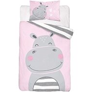 Hippo stripe pink Cotton, 100×135, 40×60 cm - Bed Linen
