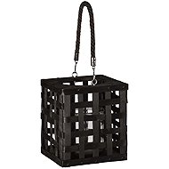 Z - TRADE Wicker lamp with handle, 15,5 × 18 cm, black - Lantern