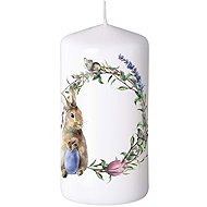 Z - TRADE Cylinder 60 × 120 mm Rabbit and Wreath, White - Candle