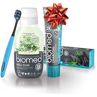 BIOMED Christmas set, Charcoal toothpaste 100 g & Well Gum mouthwash 250 ml with extra brush - Gift Set
