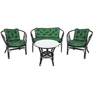 Aga Rattan set Bahama Dark brown / Green - Garden Furniture