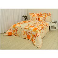 Zdeněk Staněk - Cotton Bedding LUX Orange-white Cubes - Bed Linen
