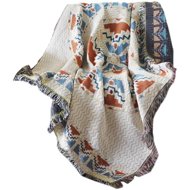 eCarla Double-sided Boho blanket with fringe 130 × 180 cm, blue - Blanket