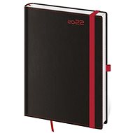 Denní diář A5 Black Red s poutkem - Diář
